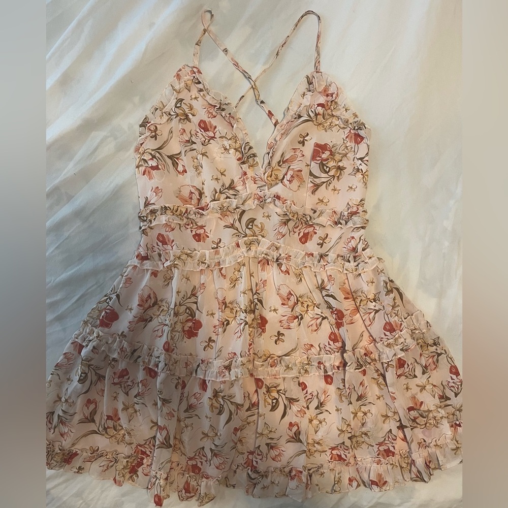 Windsor Baby Pink Floral Criss Cross Back Baby Doll Dress